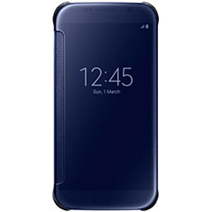 Samsung Galaxy S7 Edge G935F用手帳型 レザーケース スタンド 鏡面 カバー L02 サムスン ネイビー