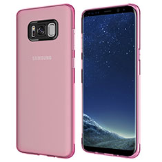 Samsung Galaxy S8用極薄ソフトケース シリコンケース 耐衝撃 全面保護 クリア透明 T15 サムスン ピンク