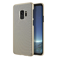 Samsung Galaxy S9用ハードケース プラスチック メッシュ デザイン サムスン ゴールド