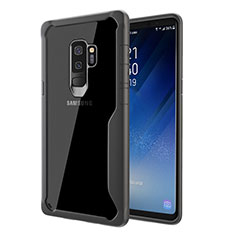 Samsung Galaxy S9 Plus用ハイブリットバンパーケース クリア透明 プラスチック 鏡面 カバー サムスン グレー