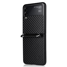 Samsung Galaxy Z Flip3 5G用シリコンケース ソフトタッチラバー ツイル カバー S01 サムスン ブラック