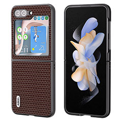 Samsung Galaxy Z Flip5 5G用ハイブリットバンパーケース 高級感 手触り良いレザー柄 兼プラスチック AD3 サムスン ネイビー