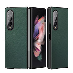 Samsung Galaxy Z Fold3 5G用ハイブリットバンパーケース 高級感 手触り良いレザー柄 兼プラスチック L06 サムスン グリーン