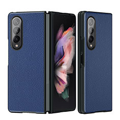 Samsung Galaxy Z Fold3 5G用ハイブリットバンパーケース 高級感 手触り良いレザー柄 兼プラスチック L08 サムスン ネイビー