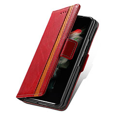 Samsung Galaxy Z Fold3 5G用手帳型 レザーケース スタンド カバー S02D サムスン レッド