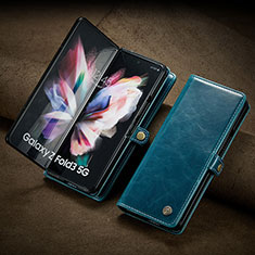 Samsung Galaxy Z Fold4 5G用手帳型 レザーケース スタンド カバー CS3 サムスン ネイビー