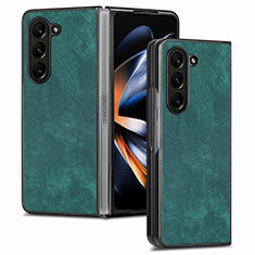 Samsung Galaxy Z Fold5 5G用ハイブリットバンパーケース 高級感 手触り良いレザー柄 兼プラスチック SD3 サムスン グリーン