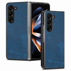 Samsung Galaxy Z Fold5 5G用ハイブリットバンパーケース 高級感 手触り良いレザー柄 兼プラスチック SD3 サムスン ネイビー