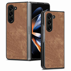 Samsung Galaxy Z Fold5 5G用ハイブリットバンパーケース 高級感 手触り良いレザー柄 兼プラスチック SD3 サムスン ブラウン