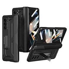 Samsung Galaxy Z Fold5 5G用ハードケース プラスチック 質感もマット カバー スタンド ZL4 サムスン ブラック