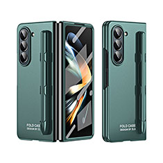 Samsung Galaxy Z Fold5 5G用ハードケース プラスチック 質感もマット 前面と背面 360度 フルカバー ZL2 サムスン グリーン