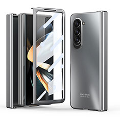 Samsung Galaxy Z Fold5 5G用ハードケース プラスチック 質感もマット 前面と背面 360度 フルカバー Z01L サムスン シルバー