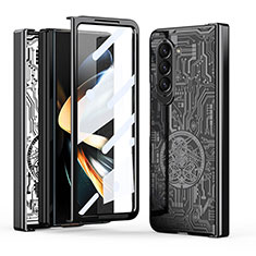 Samsung Galaxy Z Fold5 5G用ハードケース プラスチック 質感もマット 前面と背面 360度 フルカバー ZL8 サムスン ブラック