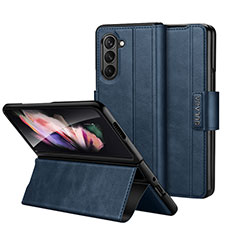 Samsung Galaxy Z Fold5 5G用手帳型 レザーケース スタンド カバー LD1 サムスン ネイビー