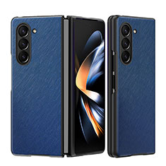 Samsung Galaxy Z Fold5 5G用ハイブリットバンパーケース 高級感 手触り良いレザー柄 兼プラスチック QH3 サムスン ネイビー