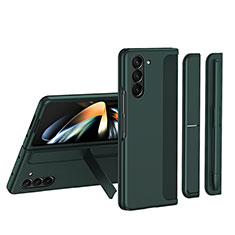 Samsung Galaxy Z Fold5 5G用ハードケース プラスチック 質感もマット 前面と背面 360度 フルカバー QH1 サムスン グリーン