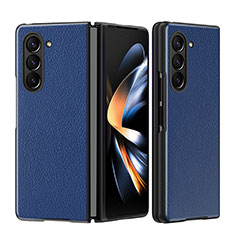 Samsung Galaxy Z Fold5 5G用ハイブリットバンパーケース 高級感 手触り良いレザー柄 兼プラスチック QH1 サムスン ネイビー