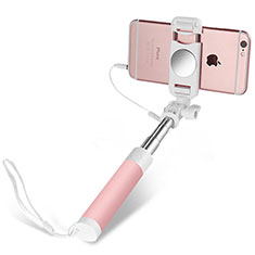 HTC Desire 22 Pro 5G用有線 じどり棒 自撮り棒自分撮りスティック セルフィスティック S02 ピンク