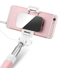 HTC Desire 22 Pro 5G用有線 じどり棒 自撮り棒自分撮りスティック セルフィスティック S05 ピンク