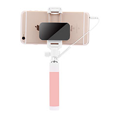 HTC Desire 22 Pro 5G用有線 じどり棒 自撮り棒自分撮りスティック セルフィスティック S07 ピンク