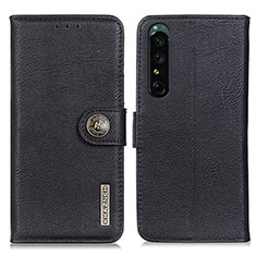 Sony Xperia 1 IV用手帳型 レザーケース スタンド カバー K02Z ソニー ブラック