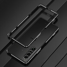 Sony Xperia 1 IV用ケース 高級感 手触り良い アルミメタル 製の金属製 バンパー カバー ソニー ブラック