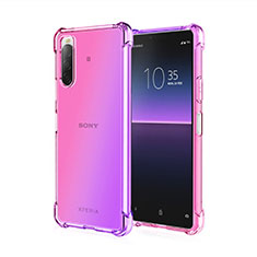 Sony Xperia 10 II用極薄ソフトケース グラデーション 勾配色 クリア透明 ソニー ラベンダー