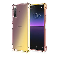 Sony Xperia 10 II用極薄ソフトケース グラデーション 勾配色 クリア透明 ソニー ゴールド