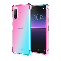 Sony Xperia 10 III用極薄ソフトケース グラデーション 勾配色 クリア透明 ソニー ブルー