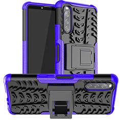 Sony Xperia 10 III Lite用ハイブリットバンパーケース スタンド プラスチック 兼シリコーン カバー JX1 ソニー パープル