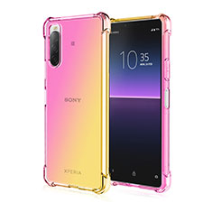 Sony Xperia 10 III SO-52B用極薄ソフトケース グラデーション 勾配色 クリア透明 ソニー イエロー