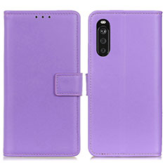 Sony Xperia 10 III SOG04用手帳型 レザーケース スタンド カバー A08D ソニー パープル