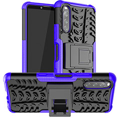 Sony Xperia 10 III SOG04用ハイブリットバンパーケース スタンド プラスチック 兼シリコーン カバー JX1 ソニー パープル