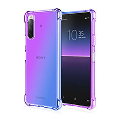 Sony Xperia 10 III SOG04用極薄ソフトケース グラデーション 勾配色 クリア透明 ソニー ネイビー