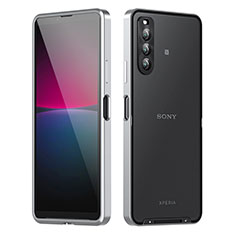 Sony Xperia 10 IV用ケース 高級感 手触り良い メタル兼プラスチック バンパー ソニー シルバー