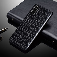 Sony Xperia 10 IV SOG07用ハイブリットバンパーケース 高級感 手触り良いレザー柄 兼プラスチック ソニー ブラック