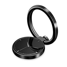 Accessoires Telephone Portefeuille En Cuir用スタンドタイプのスマートフォン ホルダー マグネット式 ユニバーサル バンカーリング 指輪型 H08 ブラック
