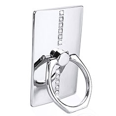 Accessoires Telephone Portefeuille En Cuir用スタンドタイプのスマートフォン ホルダー ユニバーサル バンカーリング 指輪型 R10 シルバー