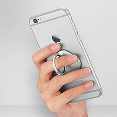 Samsung Galaxy A22s 5G用スタンドタイプのスマートフォン ホルダー ユニバーサル バンカーリング 指輪型 R02 シルバー