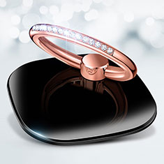 Oppo Find X2 Lite用スタンドタイプのスマートフォン ホルダー ユニバーサル バンカーリング 指輪型 R03 ブラック