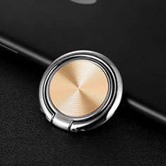 Samsung Galaxy M04用スタンドタイプのスマートフォン ホルダー マグネット式 ユニバーサル バンカーリング 指輪型 Z11 ゴールド