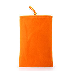 Sony Xperia L1用ソフトベルベットポーチバッグ ケース ユニバーサル オレンジ