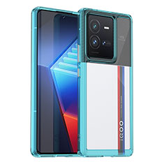 Vivo iQOO 10 Pro 5G用ハイブリットバンパーケース クリア透明 プラスチック カバー J01S Vivo ブルー