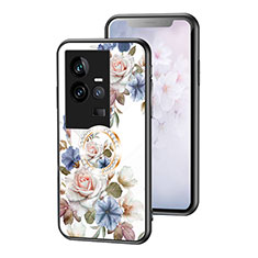 Vivo iQOO 11 5G用ハイブリットバンパーケース プラスチック 鏡面 花 カバー S01 Vivo ホワイト