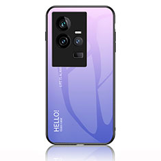 Vivo iQOO 11 5G用ハイブリットバンパーケース プラスチック 鏡面 虹 グラデーション 勾配色 カバー LS1 Vivo ラベンダー