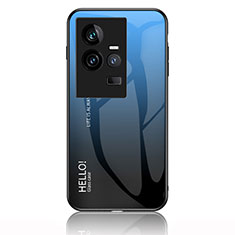 Vivo iQOO 11 5G用ハイブリットバンパーケース プラスチック 鏡面 虹 グラデーション 勾配色 カバー LS1 Vivo ネイビー