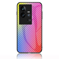 Vivo iQOO 11 5G用ハイブリットバンパーケース プラスチック 鏡面 虹 グラデーション 勾配色 カバー LS2 Vivo ピンク