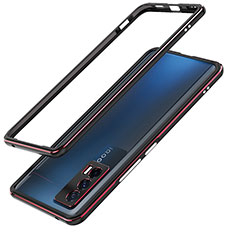 Vivo iQOO 7 India 5G用ケース 高級感 手触り良い アルミメタル 製の金属製 バンパー カバー JZ1 Vivo レッド・ブラック