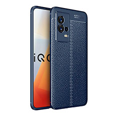 Vivo iQOO 8 5G用シリコンケース ソフトタッチラバー レザー柄 カバー S03 Vivo ネイビー