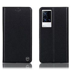 Vivo iQOO 8 5G用手帳型 レザーケース スタンド カバー H04P Vivo ブラック
